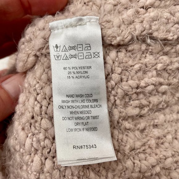 Yes Lola Dusty Pink Boucle Turtleneck Sweater, Size S - Picture 7 of 7